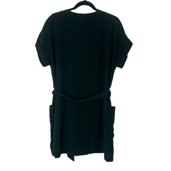 Frank And Oak GREEN Button Down Short Sleeve Mini Dress with Front Tie - Picture 7 of 11